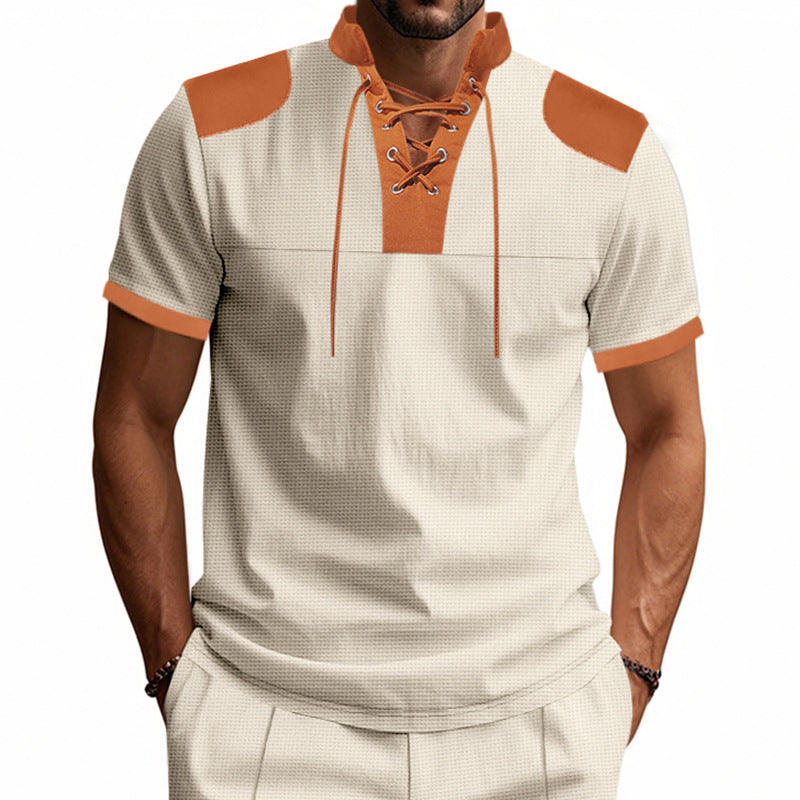Herrer fritids-T-shirt med innovativ krave og sportsligt design Stilla