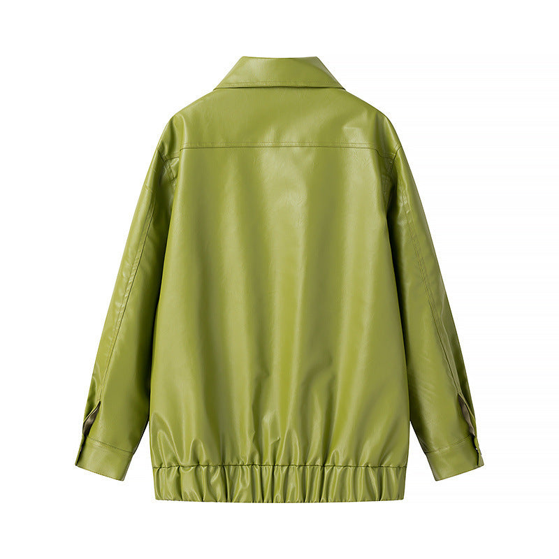 Damer Casual Faux Læderjakke med Praktiske Lommer og Moderne Design Stilla