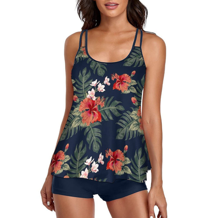 Dame Sport Tankini med blomstret mønster og komfortable shorts Skovae