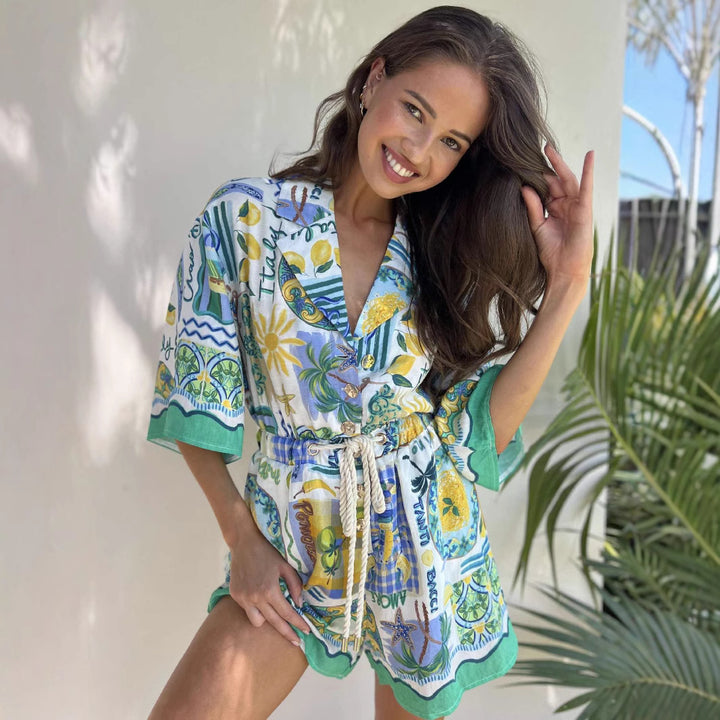 Ladies beach dress with colorful pattern Skovae