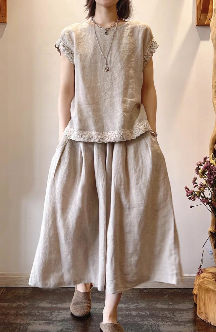 Femme Elegante Linned To-delt Sæt Stilla