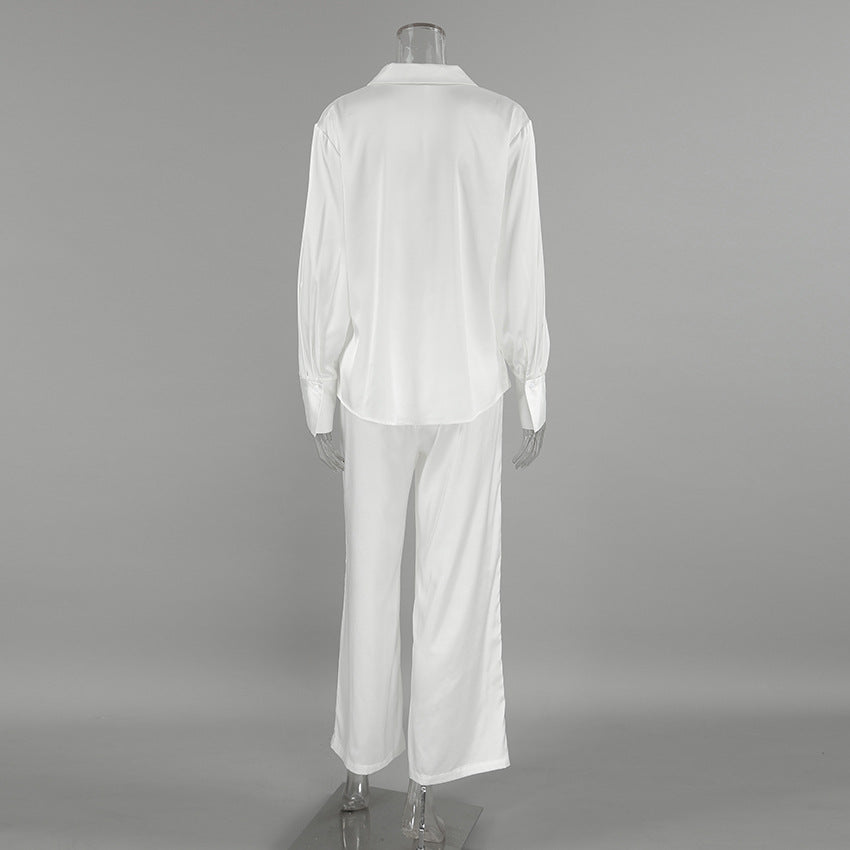 Dame raffineret satin-blazer-bukse-kombination Stilla