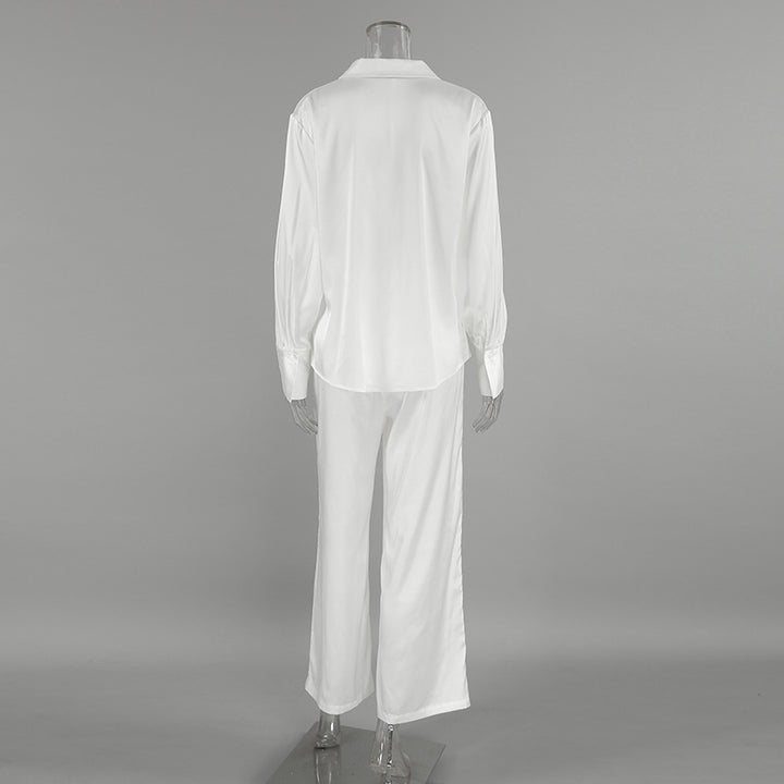 Dame raffineret satin-blazer-bukse-kombination Stilla