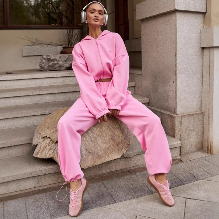 Kvinders behagelige og stilrige afslappet loungewear tracksuit med hætte Skovae