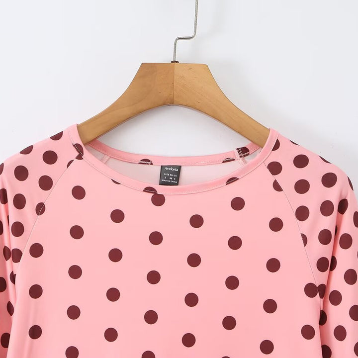 Dame Langærmet T-shirt med moderigtig prikkemønster Skovae