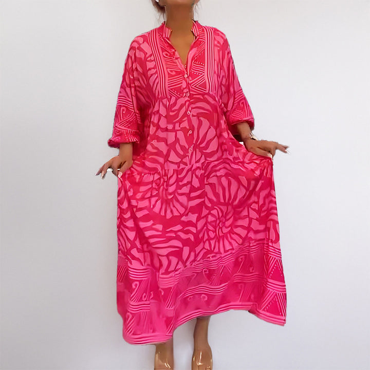 Kvinders Kaftan Kjole med Trendy Mønster Stilla