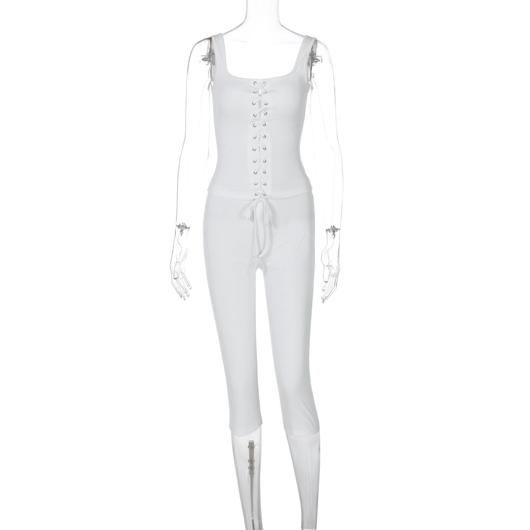 Dame Elegant Jumpsuit med snøring og tætsiddende design Stilla