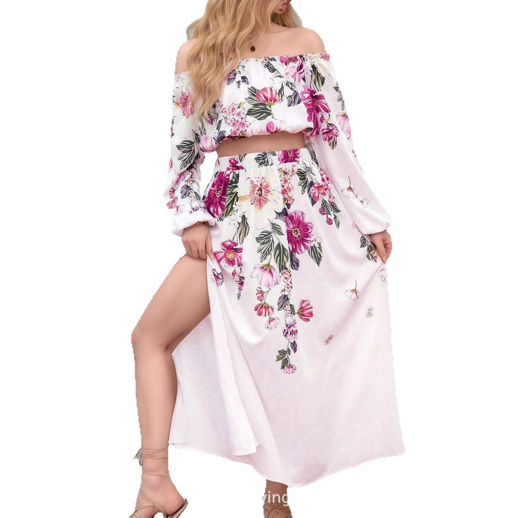 Dame Floral Off-Shoulder Maxi Kjole Stilla