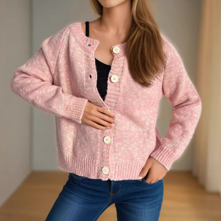 Kvinders hyggelige cardigan med store knapper og fin struktur Stilla