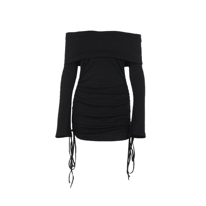 Dame Off-Shoulder top med rynker og snøre detaljer Skovae
