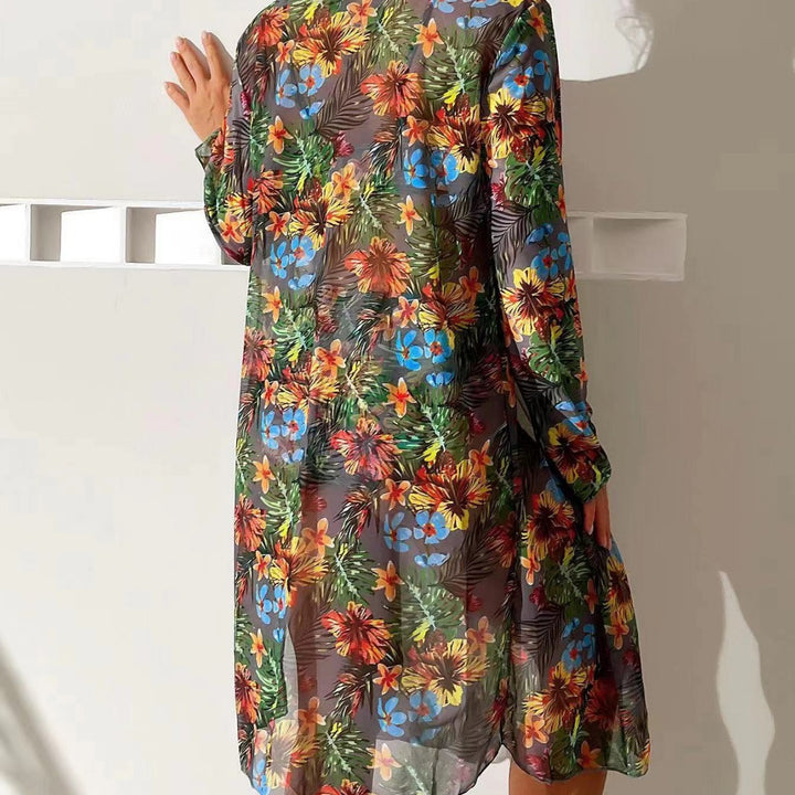 Femme Tropical Print To-delt Badedragt med gennemsigtig Cover-Up Stilla