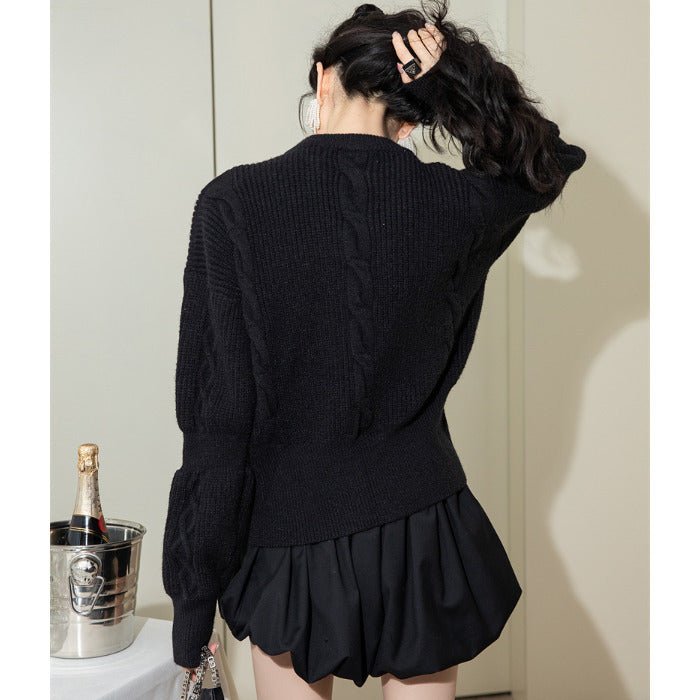 Femme Stilfuld Strik-Cardigan med unikt lukning Stilla