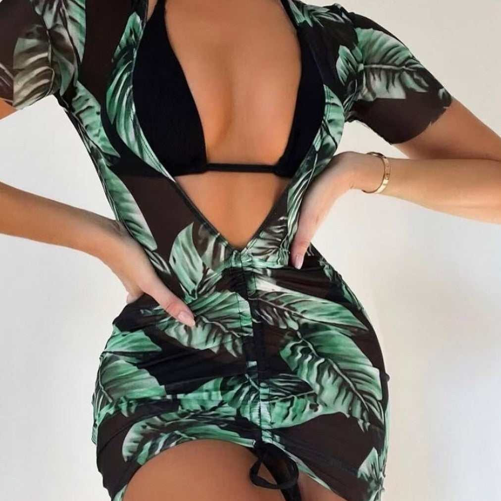 Dame Bikiniset med let, åndbart Cover-Up og justerbare stropper Stilla