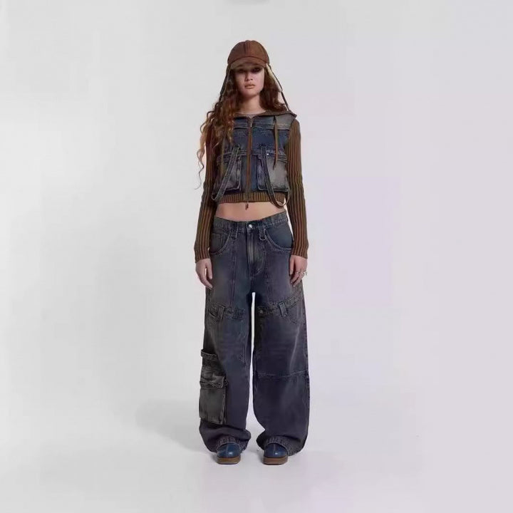 Dame Højtaljede Bred Utility-Jeans Stilla