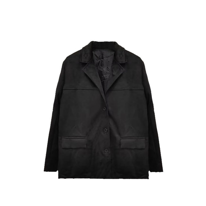 Dame Elegant Suede Jakke med Klassisk Snit og To Lommer Stilla