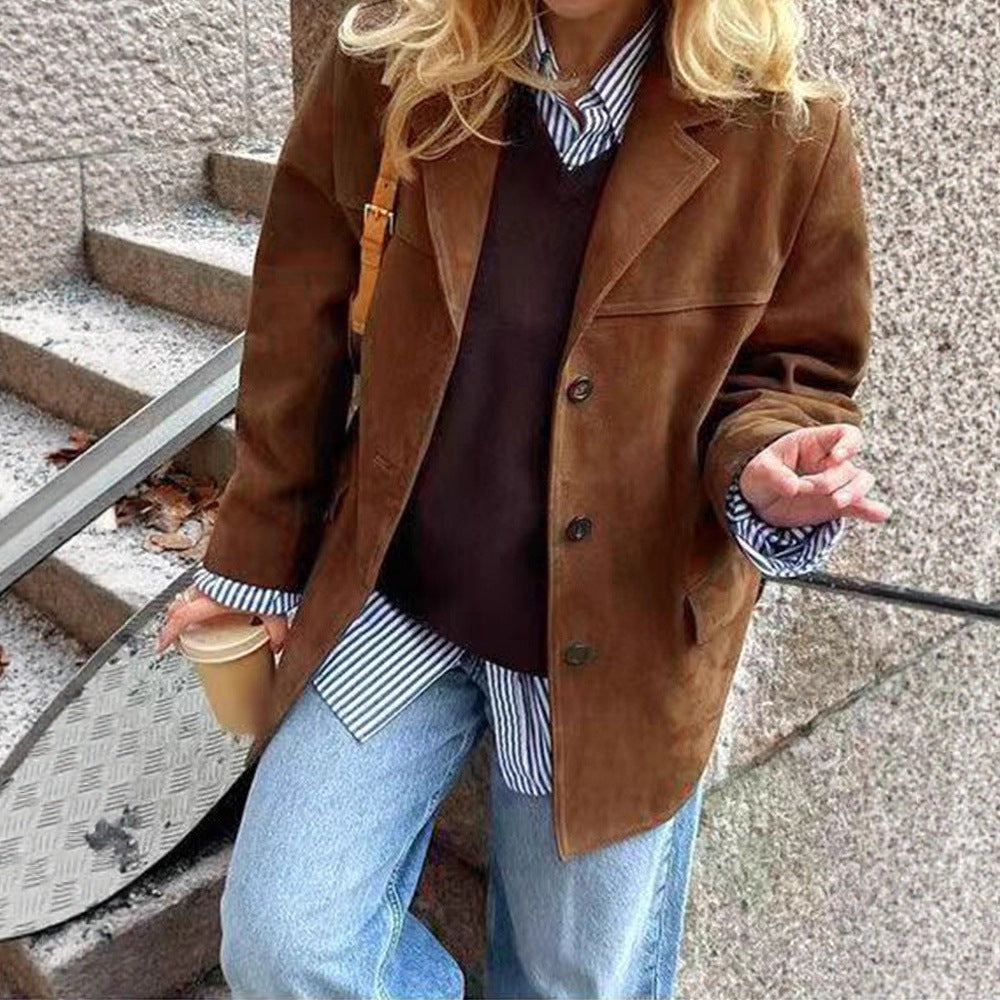 Dame elegant Suede-blazerjakke Stilla