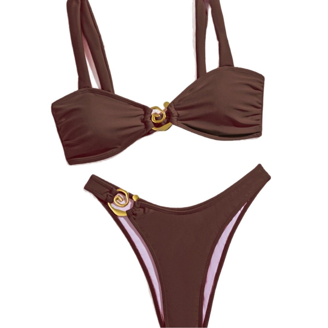Dame Bikini-sæt med elegant guldspænde Skovae