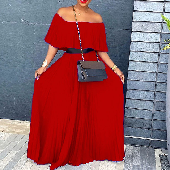 Dame Elegant Maxikjole med Off-Shoulder Design og flydende Skirt Stilla