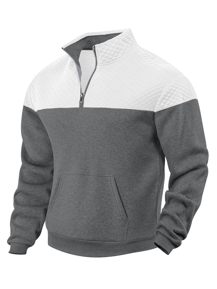 Herren nan skulderpanel-halvzip-sweatpullover med quiltet skulderparti og kengurulomme Skovae