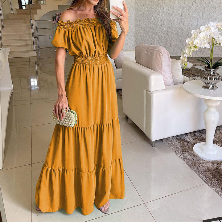 Dame Off-Shoulder Rynk Maxi Kjole Stilla