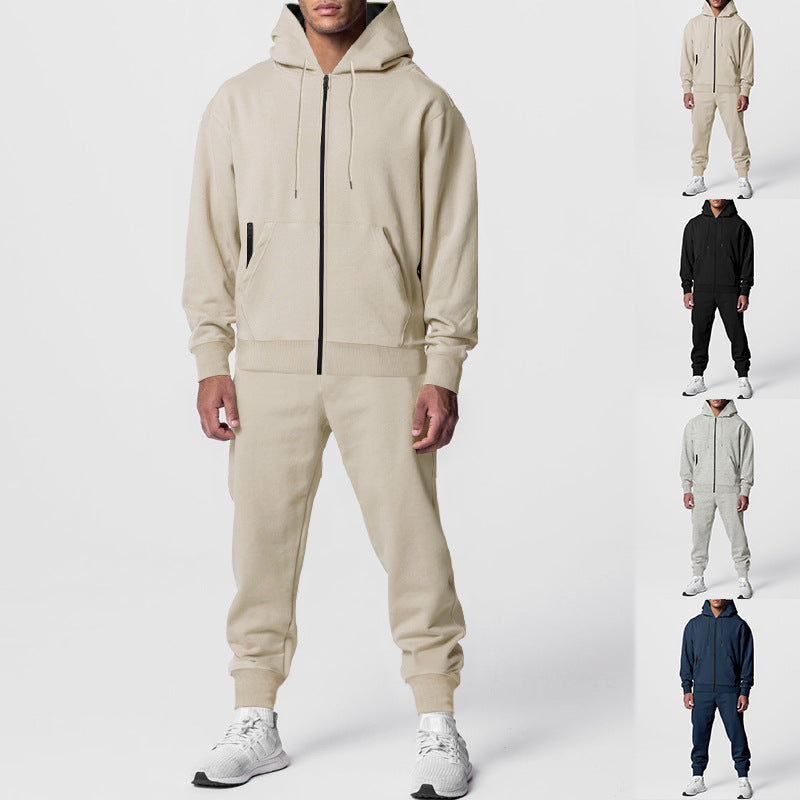 Herren nan urban zip hoodie med kængurulomme og konisk tapered joggingbukser sæt Skovae