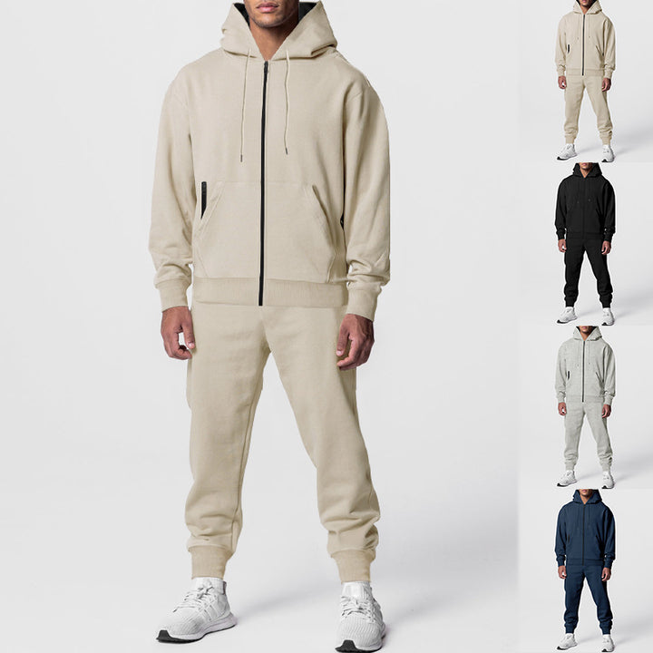 Herren nan urban zip hoodie med kængurulomme og konisk tapered joggingbukser sæt Skovae