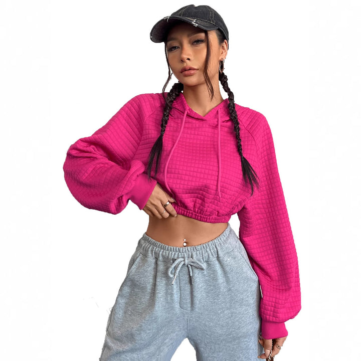 Dame cropped hoodie med tekstureret design Stilla