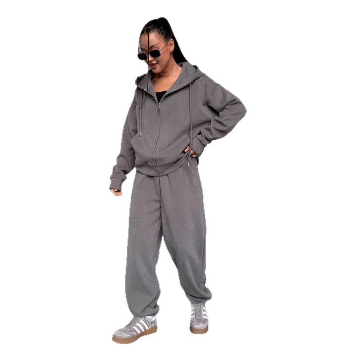 Kvindernes komfortable hættetrøje jumpsuit med høj kvalitets lynlås og afslappet pasform
