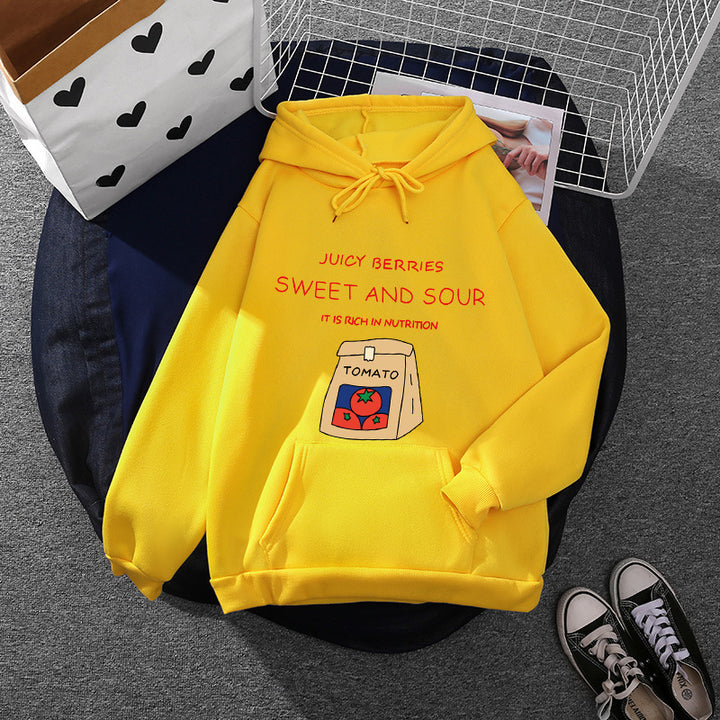 Kvindernes hoodie med unikt vitaminrigt print Stilla