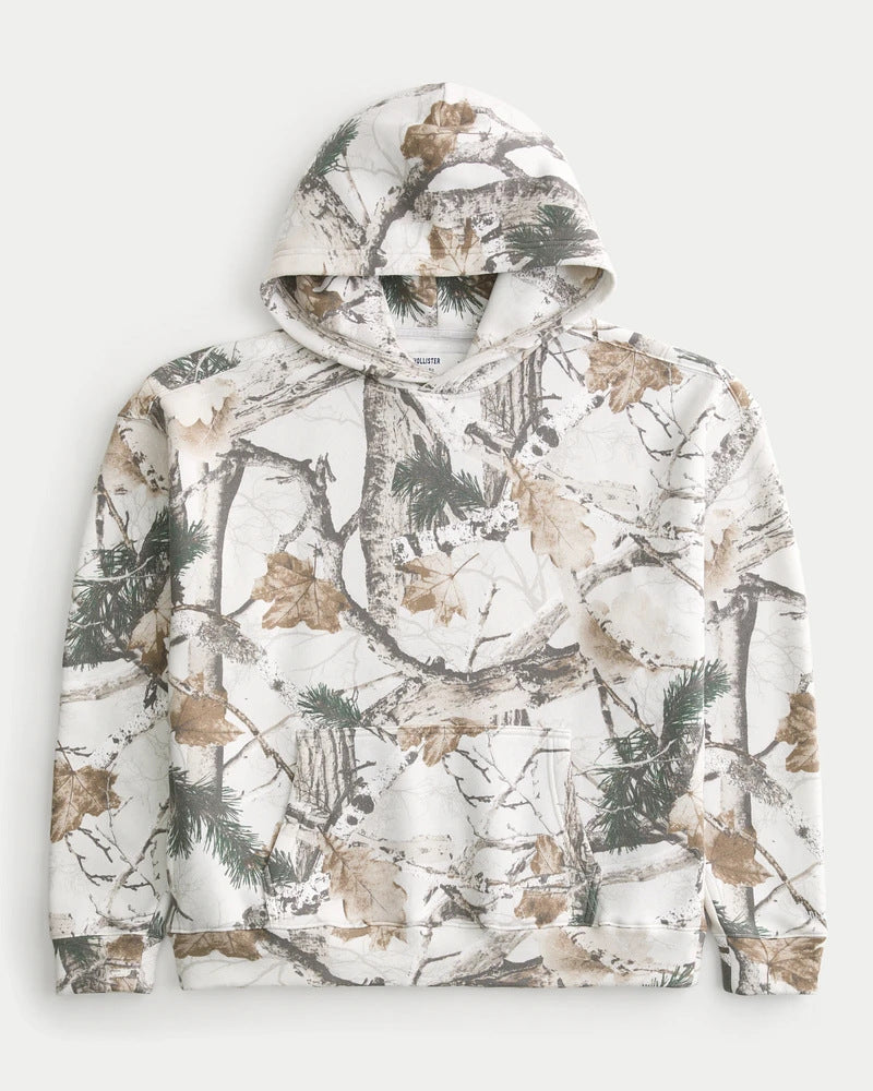 Unisex nan loose hoodie sweat med diskret blæremønster, dobbelt hætte uden snøre og kengurulomme Skovae
