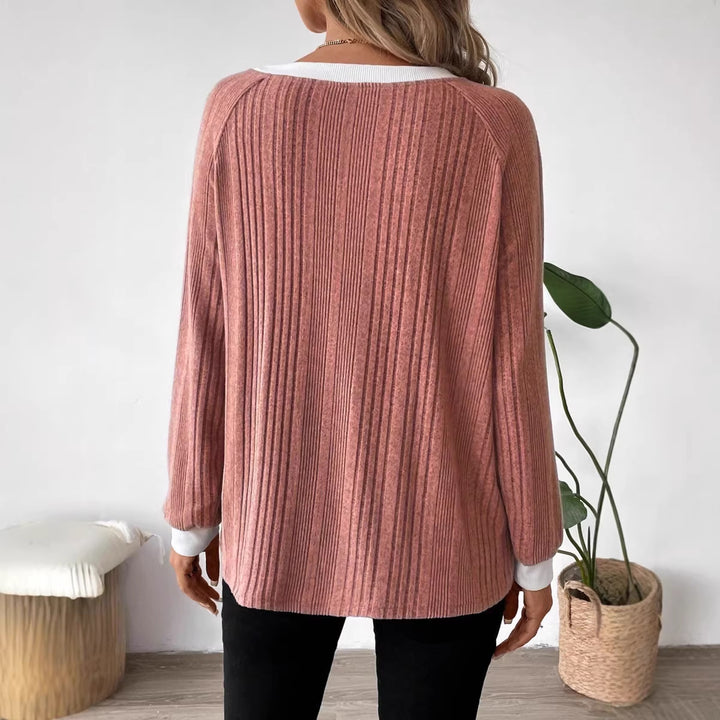 Damer casual sweater med optimal rib strikdesign og kontrasterende kant Stilla