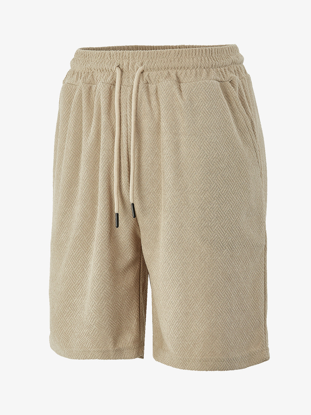 Herrer Frottee-shorts med fiskebensmønster, elastisk snor i taljen og sidelommer Skovae