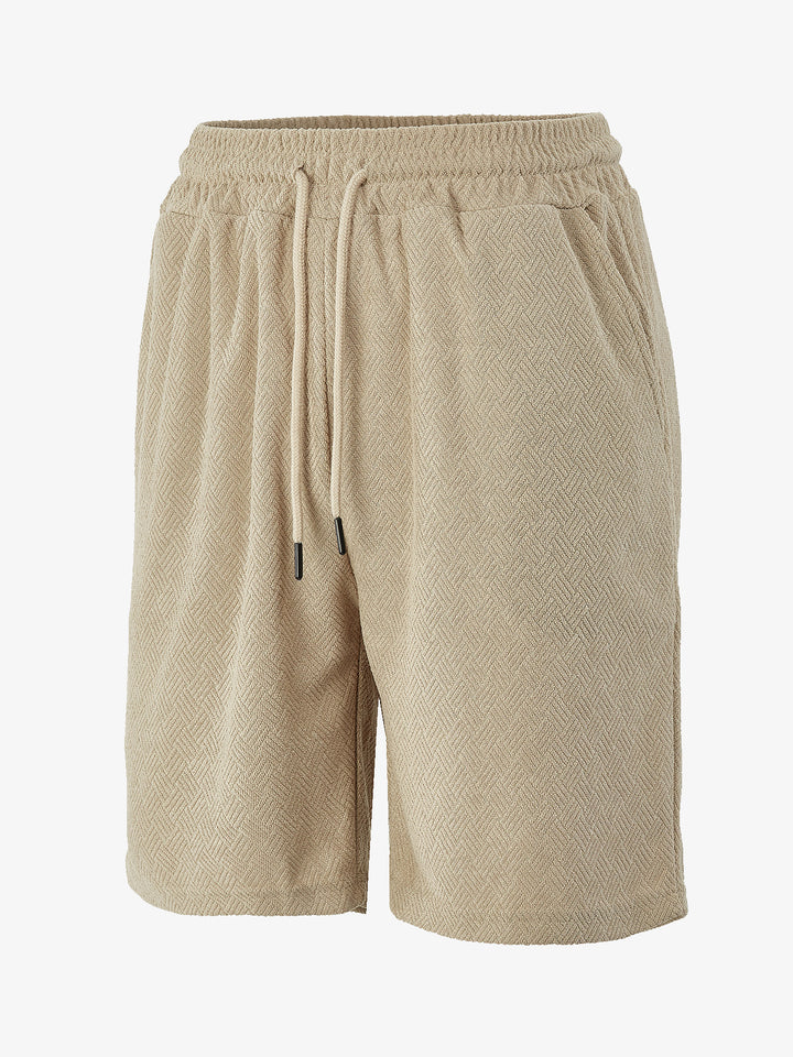 Herrer Frottee-shorts med fiskebensmønster, elastisk snor i taljen og sidelommer Skovae