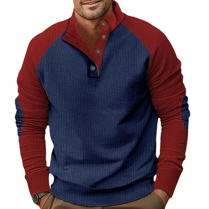Herre afslappet pullover med ståkrave og struktureret materiale Stilla