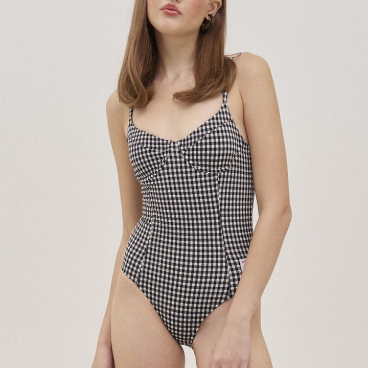 Dame High-Waist Gingham Én-delt Badedragt Stilla