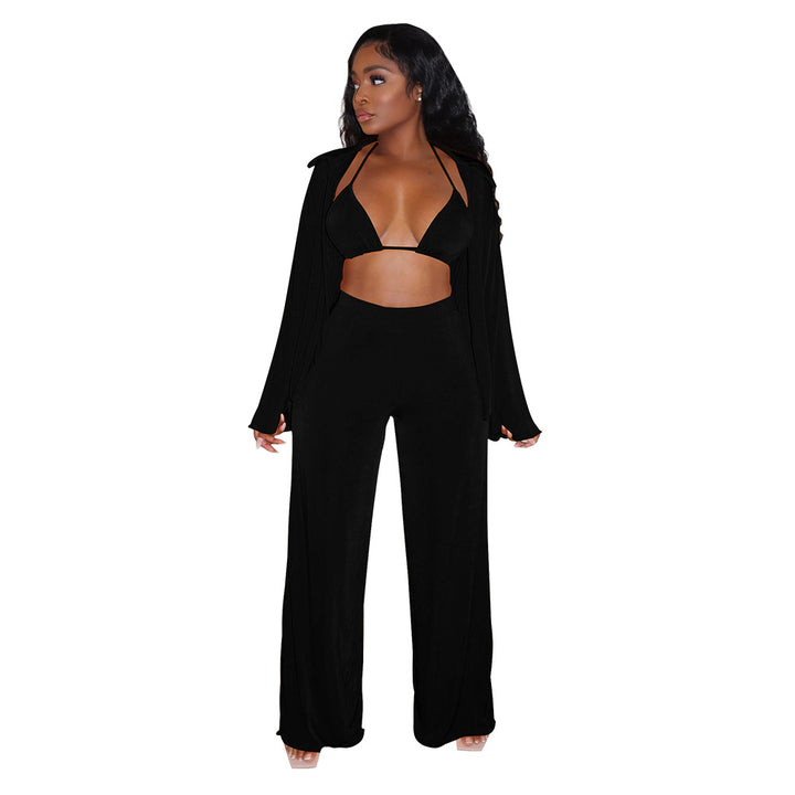 Dame sæt bestående af crop top og bred bukser med flydende design Stilla