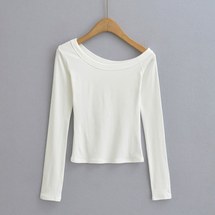 Dame Langærmet T-shirt med elegant Off-Shoulder Design Stilla