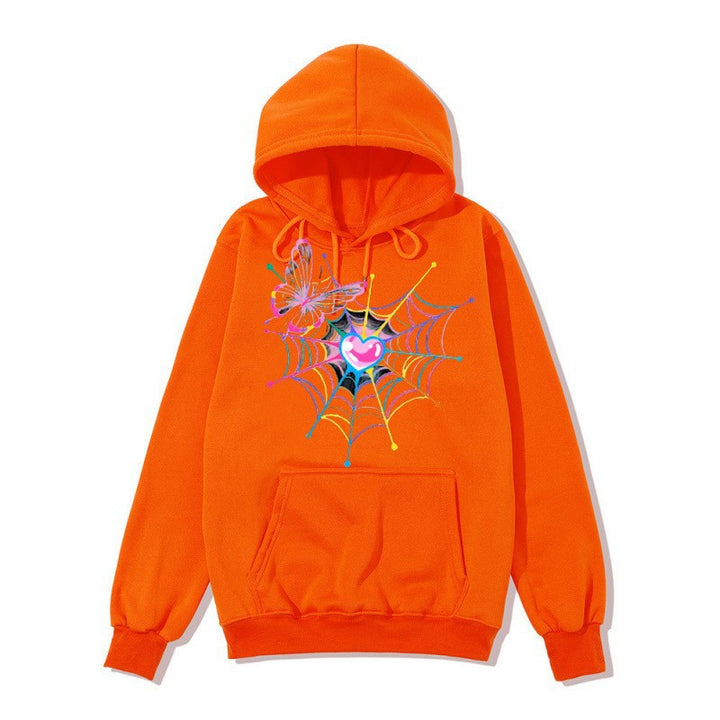 Kvinders hætte sweatshirt med kunstnerisk sommerfugl edderkoppespind motiv Skovae