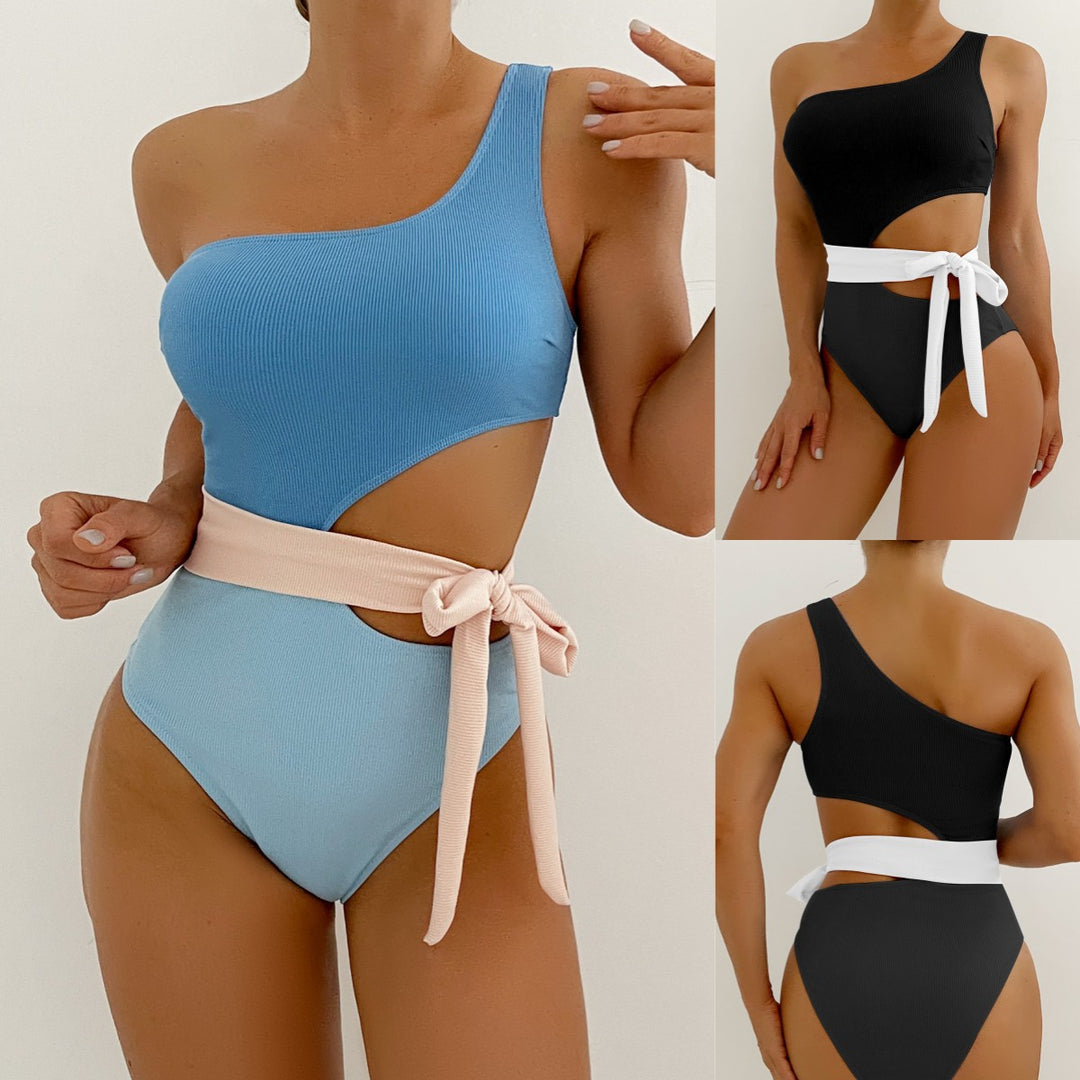 Dame En-sidig Badedragt med elegant Cut-Out og bindebånd Stilla