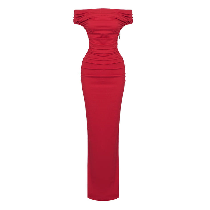 Dame Off-Shoulder Maxikjole med raffineret rynkning og elegant snit Stilla