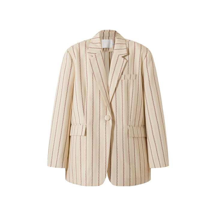 Dame elegant stribet blazer og nederdel kombination Stilla