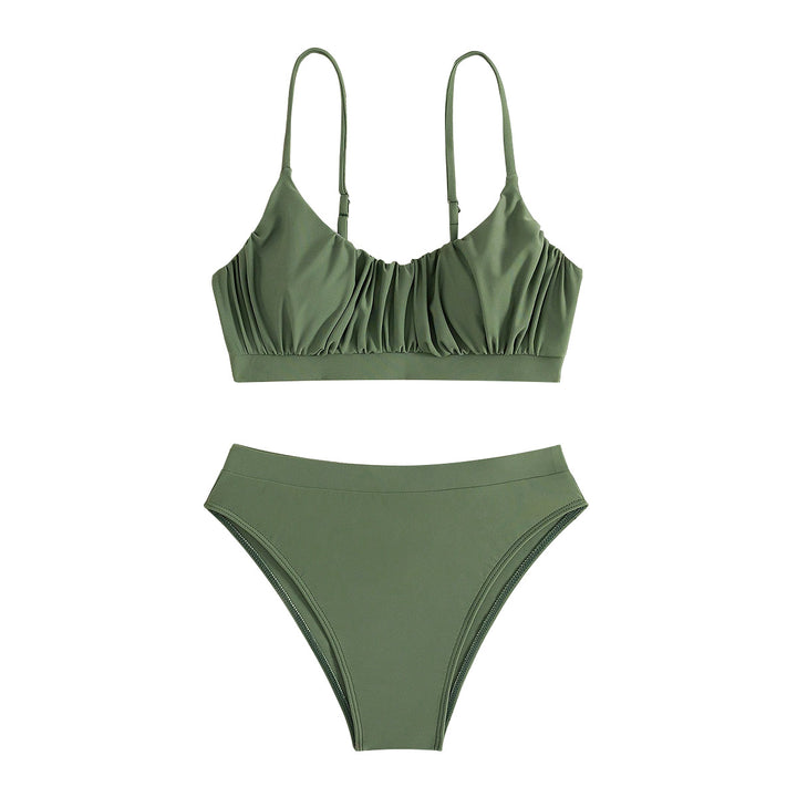 Damer Push-Up Bikini med rynket top og høj talje Skovae