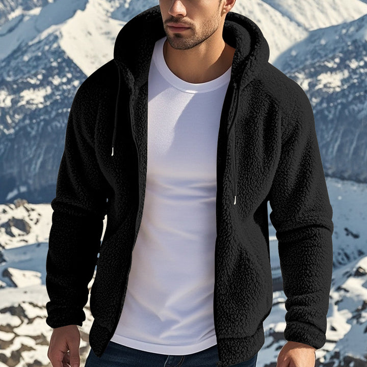 Herrer fleece-hoodie med funktionel lynlås og hyggelig indvendig polstring Stilla