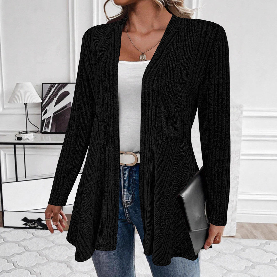 Dames lang cardigan med moderne rib design og skræddersyn Stilla