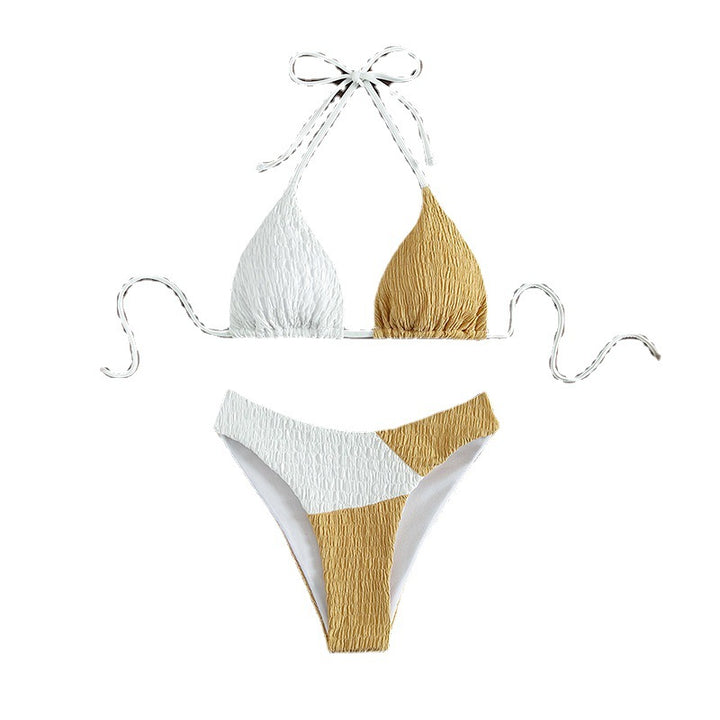 Dame triangel-bikini med raffineret bølgemønster og justerbare stropper Skovae