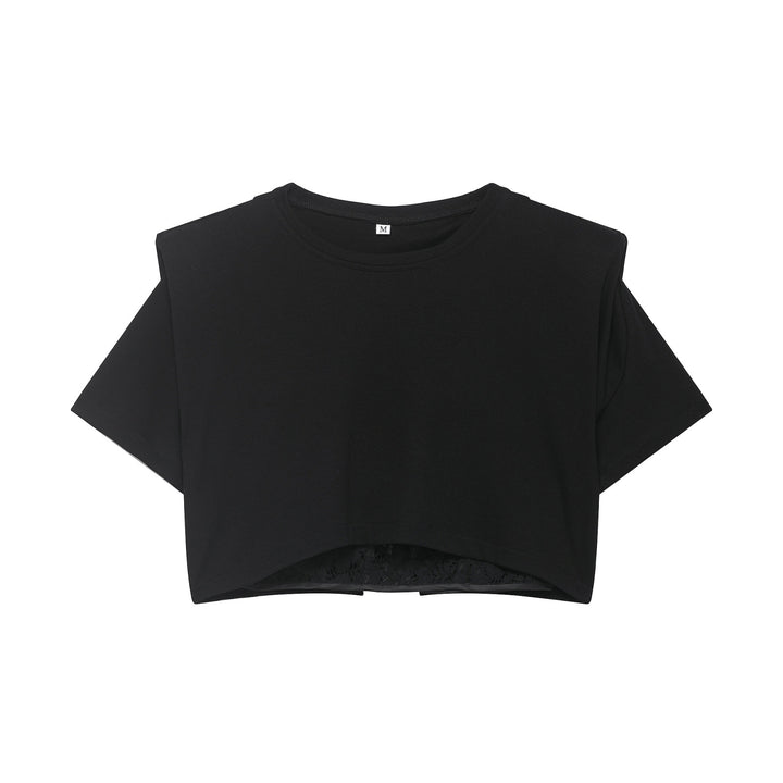 Dame Crop-T-shirt med elegant spidsunderlag Skovae