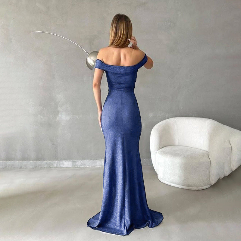 Dame Off-Shoulder Højslids Aftenkjole Stilla