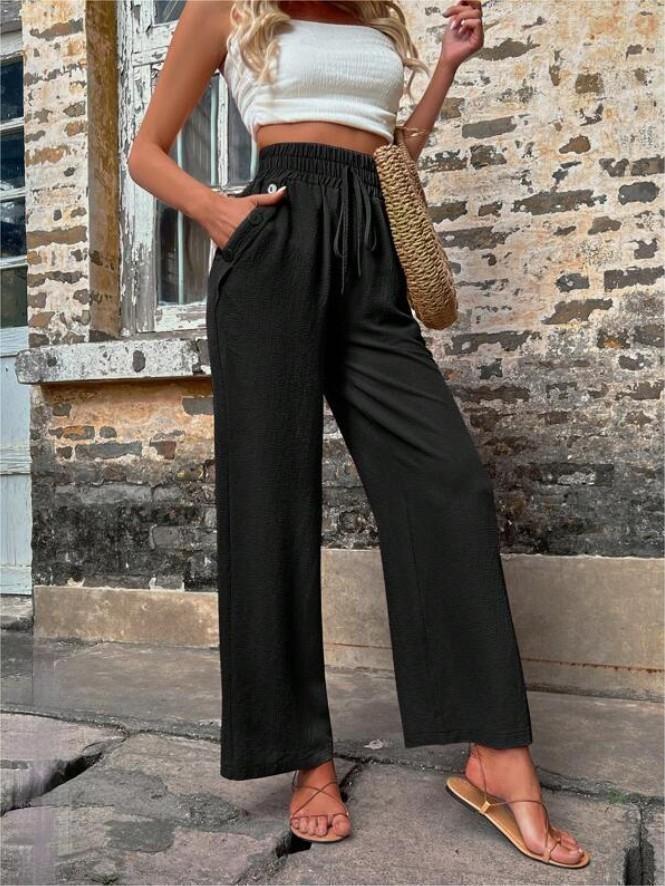 Dame løse Palazzo-bukser med high-waist og sidelommer Stilla