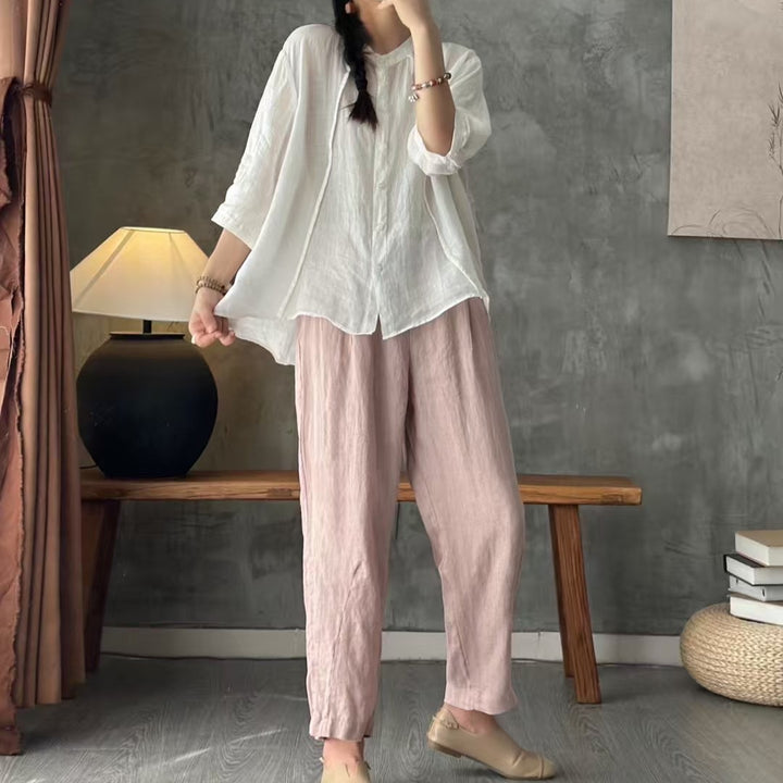 Femme Letvægts Button-Up Linnedæksel Stilla