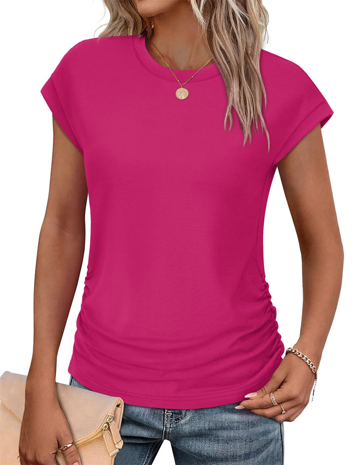 Dame afslappet T-shirt med rynke Stilla